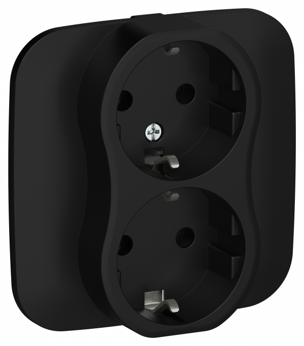 FLITE Розетка 2-местная с заземлением без защитных шторок 16А в сборе РС12-0-А-ФлЧ черный IEK