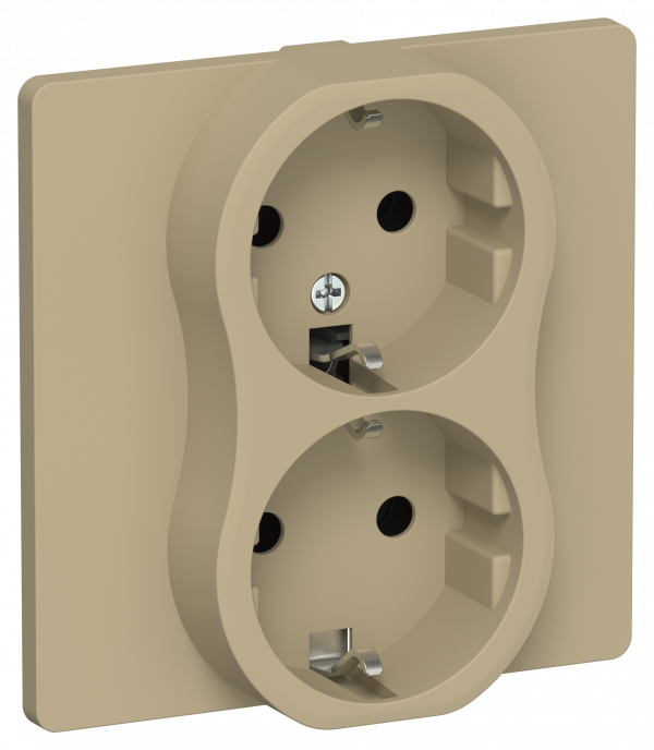FLITE Розетка 2-местная с заземлением без защитных шторок безвинтовое крепление 16А в сборе РС12-1-К-ФлХ хаки IEK