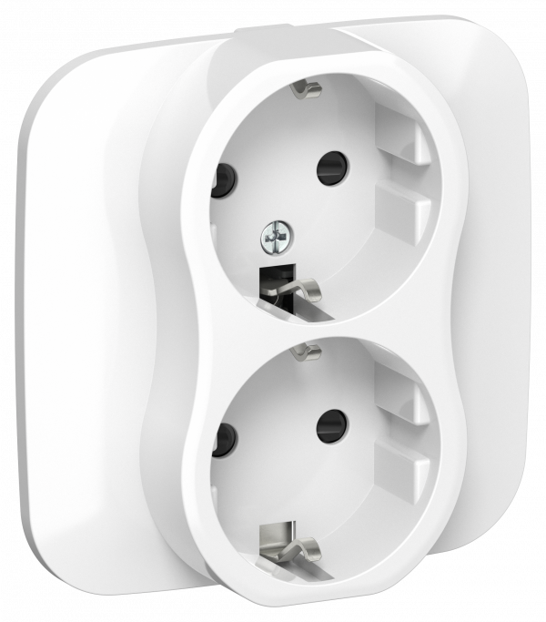 FLITE Розетка 2-местная с заземлением с защитными шторками 16А в сборе РСш12-0-А-ФлБ белый IEK
