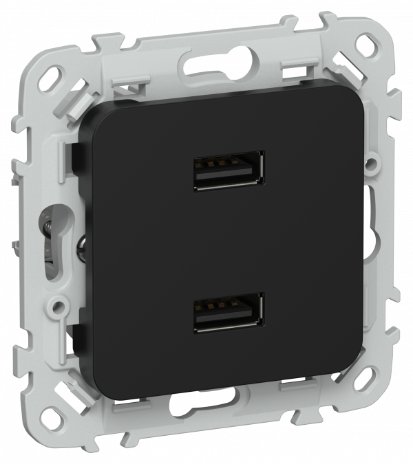 FLITE Розетка USB A+A 3,1А РЮ-2-ФлЧ черный IEK