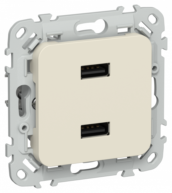 FLITE Розетка USB A+A 3,1А РЮ-2-ФлСл сливочный IEK