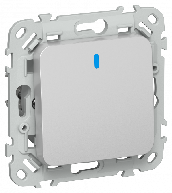 FLITE Выключатель 1-клавишный с индикацией 10А ВС11-1-1-ФлА алюминий IEK