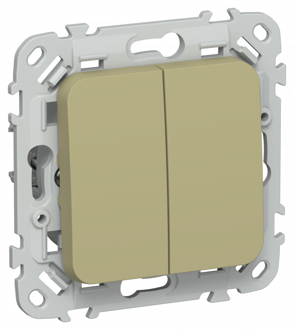 FLITE Выключатель 2-клавишный 10А ВС12-1-0-ФлО оливковый IEK
