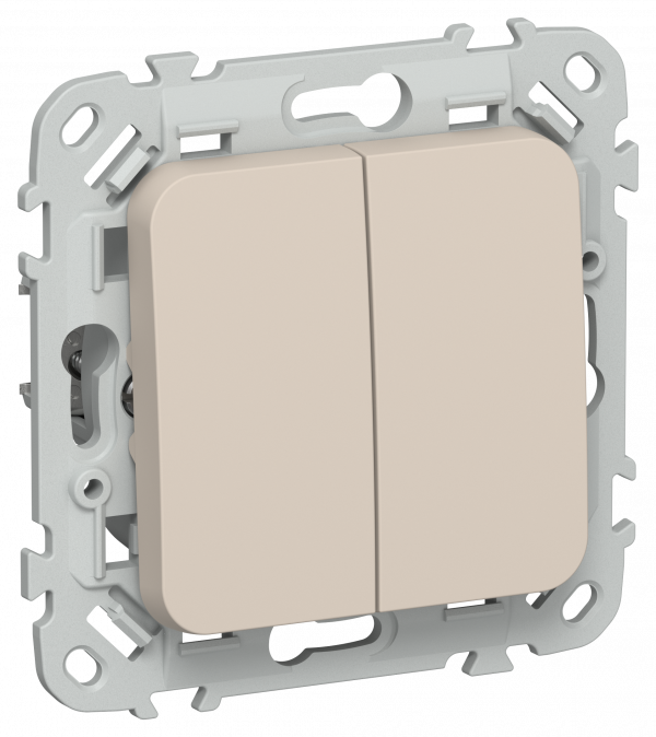 FLITE Выключатель 2-клавишный 10А ВС12-1-0-ФлЛ льняной IEK