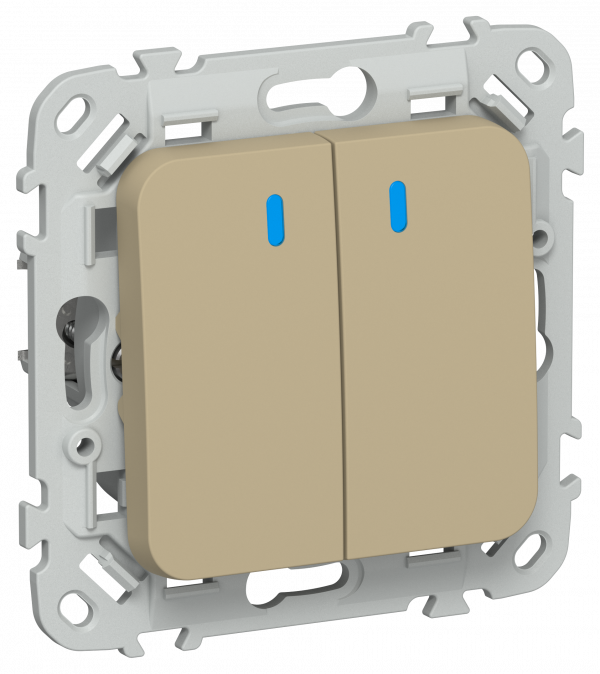 FLITE Выключатель 2-клавишный с индикацией 10А ВС12-1-1-ФлХ хаки IEK