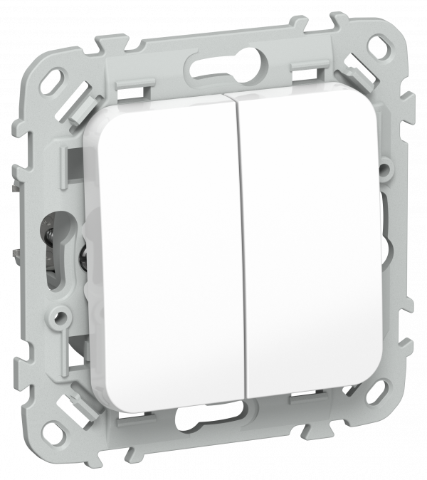 FLITE Выключатель 2-клавишный проходной 10А ВС62-1-0-ФлБ белый IEK