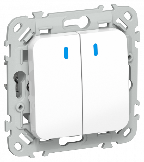 FLITE Выключатель 2-клавишный проходной с индикацией 10А ВС62-1-1-ФлБ белый IEK