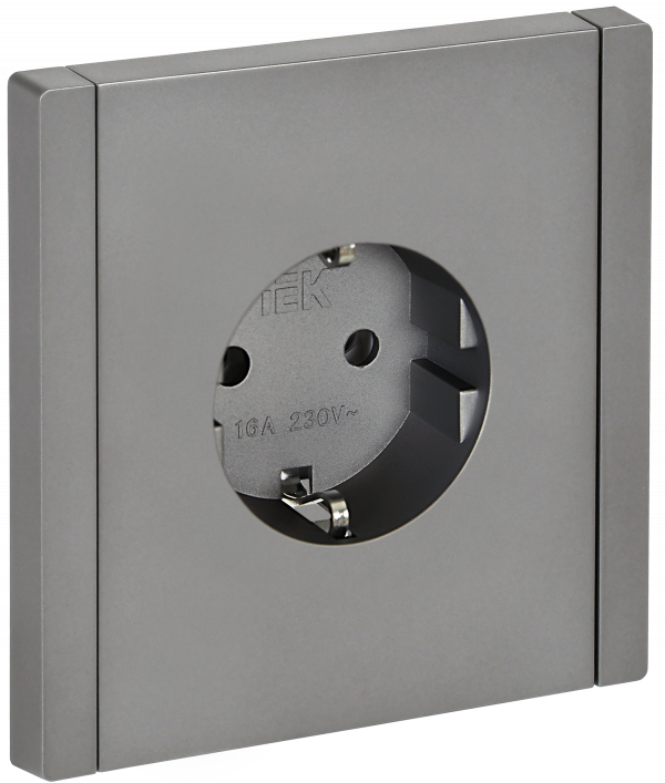 FORTE&PIANO Розетка 1-местная с заземлением без защитных шторок безвинтовое крепление 16А FP514 сталь IEK