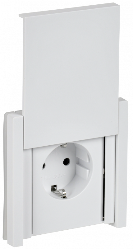 FORTE&PIANO Розетка 1-местная с заземлением с защитными шторками и крышкой безвинтовое крепление 16А IP44 FP219 белый IEK