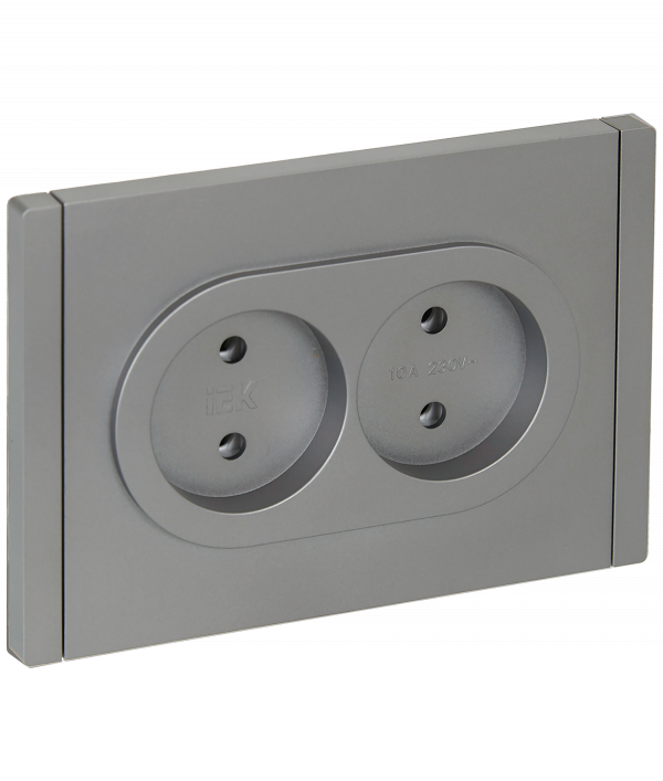 FORTE&PIANO Розетка 2-местная без заземления без защитных шторок безвинтовое крепление 10А FP526 сталь IEK