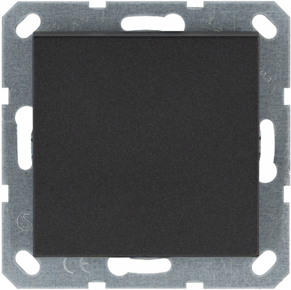 Выключатель одноклавишный проходной 10A 250V~ с накладкой, цвет Антрацит