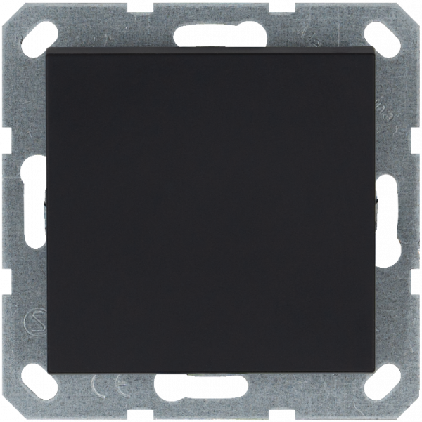 Выключатель одноклавишный проходной 10A 250V~ с накладкой, цвет черный матовый (soft touch)