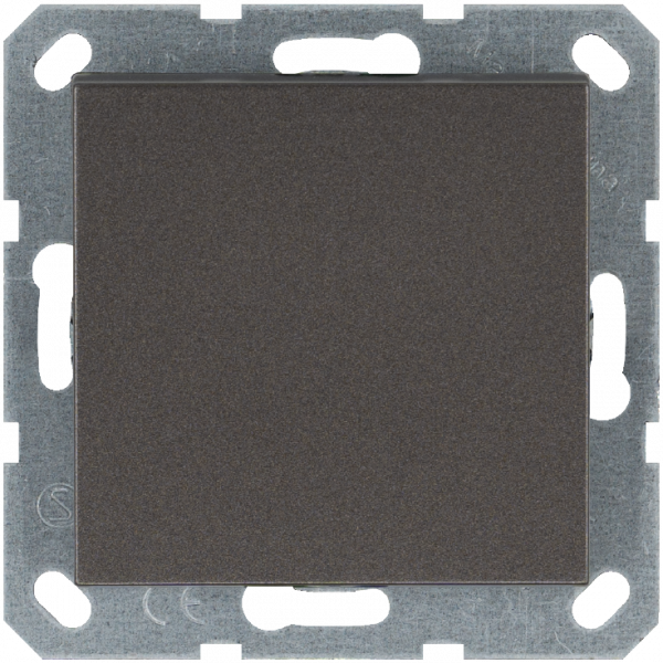 Выключатель одноклавишный проходной 10A 250V~ с накладкой, цвет Мокко