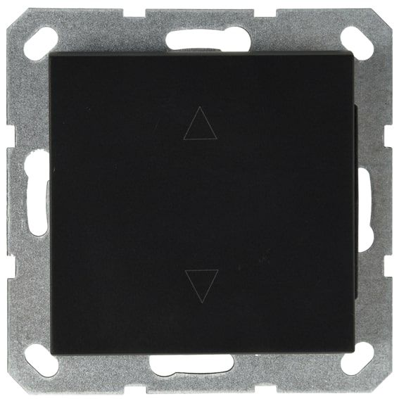 Выключатель одноклавишный для штор 10A 250V~ с накладкой, цвет черный матовый (soft touch)