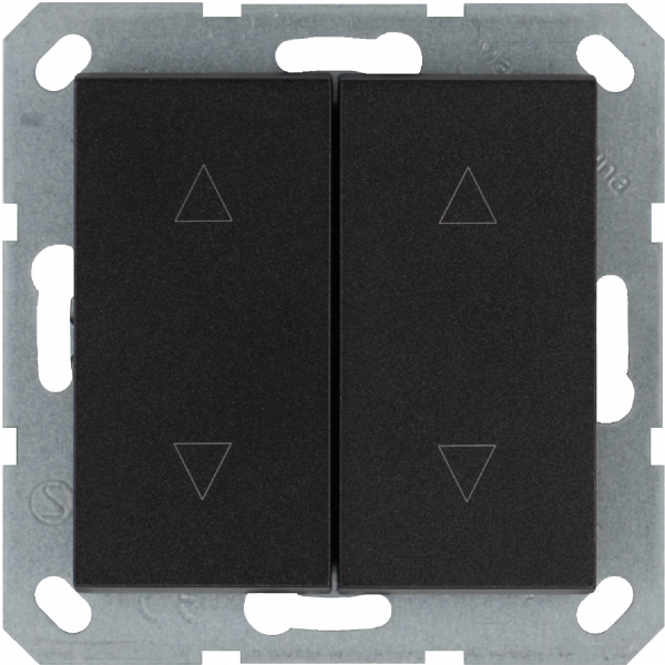 Выключатель двухклавишный для штор 10A 250V~ с накладкой, цвет Антрацит