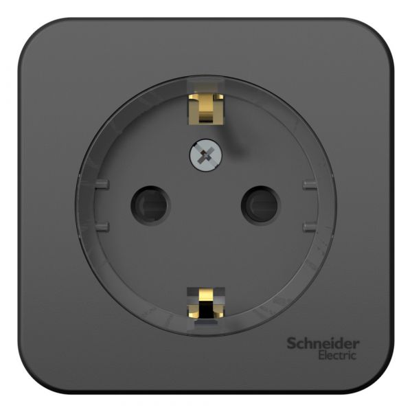Розетка наружная BLANCA с заземлением со шторками (тонкая) изоляционная пластина 16А 250В антрацит