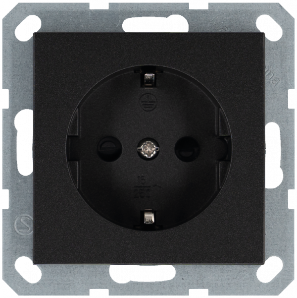 Розетка Schuko с защитными шторками 16A 250V~ 2P+T, цвет Антрацит