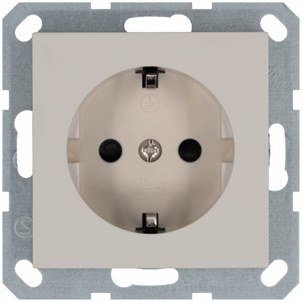 Розетка Schuko с защитными шторками 16A 250V~ 2P+T, цвет Тауп
