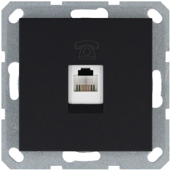 Телефонная розетка RJ11 с накладкой, цвет Антрацит