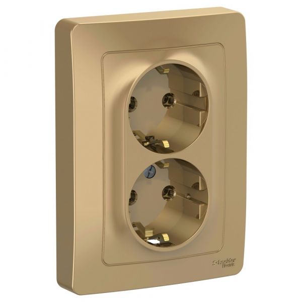 BLANCA скрытой установки розетка двойная с заземлением без шторок, 16А, 250В, титан