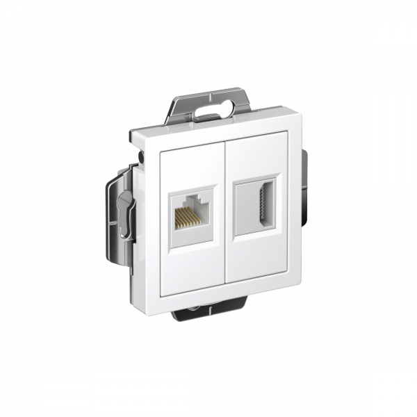 ATLASDESIGN РОЗЕТКА двойная HDMI+RJ45, кат.5Е, механизм, БЕЛЫЙ