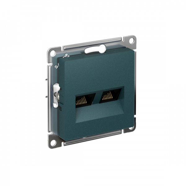 Розетка ATLASDESIGN двойная компьютерная RJ45+RJ45 категория 5E механизм изумруд