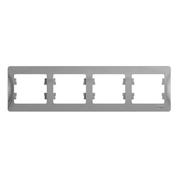 GLOSSA Рамка горизонтальная 4 поста алюминий