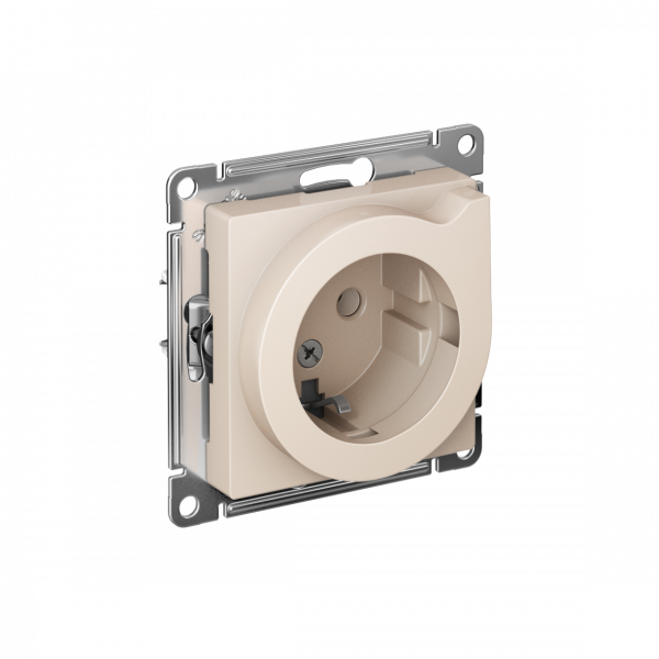 Розетка ATLASDESIGN с заземлением со шторками с выталкивателем 16А механизм бежевый
