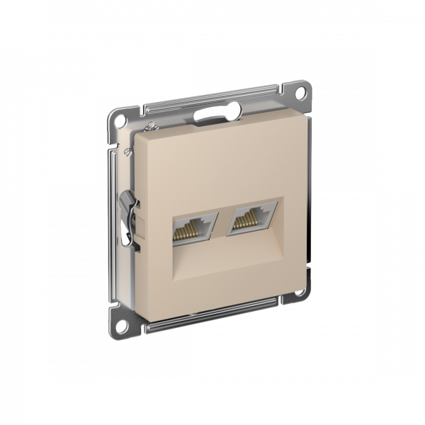 ATLASDESIGN РОЗЕТКА двойная компьютерная RJ45+RJ45, кат.5E, механизм, ПЕСОЧНЫЙ