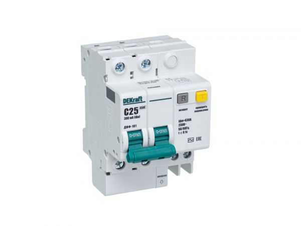 Автоматический выключатель дифференциального тока АВДТ 2П 25А 300мА тип АС ДИФ-101 4.5кА с защитой от сверхтоков