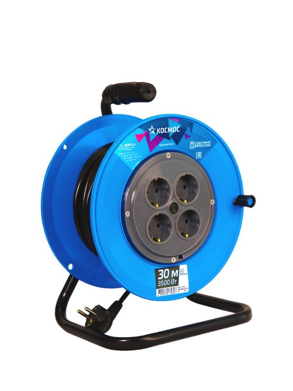 Удлинитель катушка 16А 4 гнезда ПВС 3*1,5 30м с заземлением