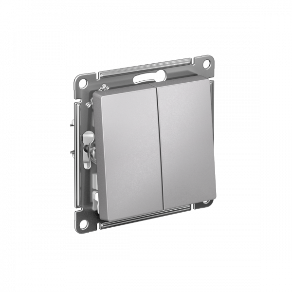 ATLASDESIGN 2-клавишный ВЫКЛЮЧАТЕЛЬ с самовозвратом, сх.2, 10А, механизм, АЛЮМИНИЙ