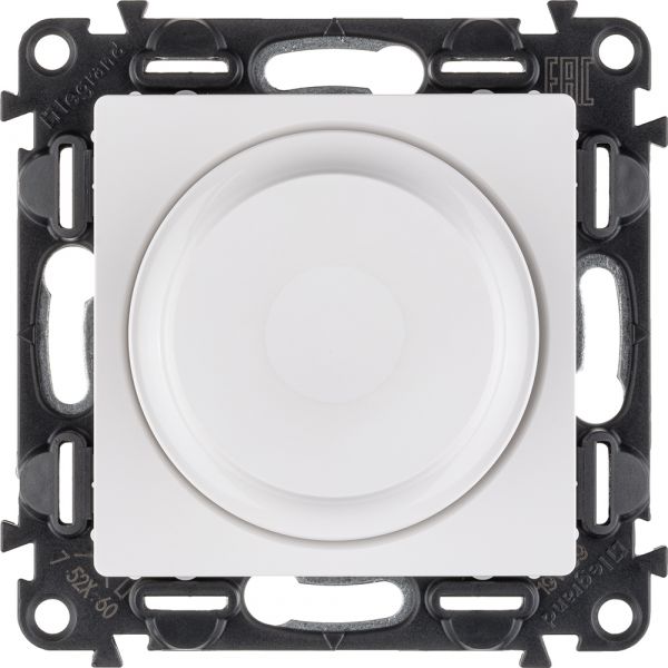 Valena LIFE Светорегулятор с поворотной ручкой универсальный 300Вт без нейтрали С лицевой панелью Белый