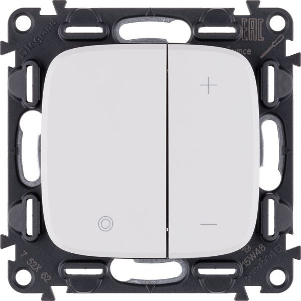 Valena ALLURE Светорегулятор кнопочный универсальный 400Вт без нейтрали С лицевой панелью Белый