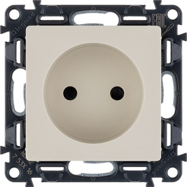 Valena LIFE Розетка силовая 2К 16А 250В c лицевой панелью слоновая кость со шторками безвинтовые зажимы