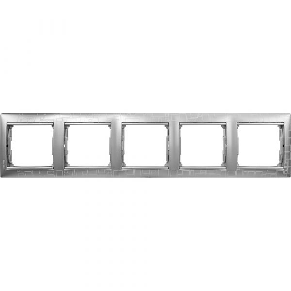 VALENA Рамка 5 постов горизонтальная алюминий модерн