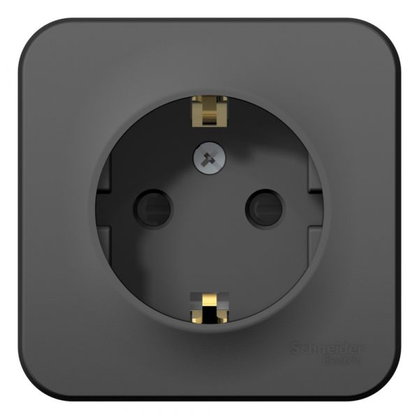 BLANCA Розетка наружная с заземлением со шторками изолированный плоский, 16А, 250В, антрацит
