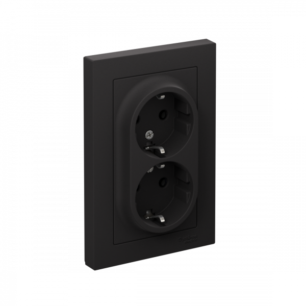 Розетка ATLASDESIGN двойная с заземлением 16А в сборе карбон