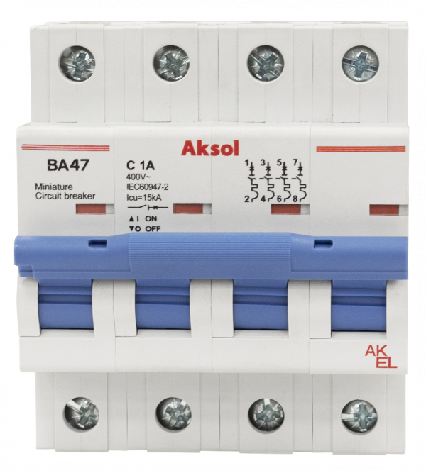 Выключатель автоматический ВА47-MCB-L-AKSOL-4P-C25-AC 4P/25A/C/15кА