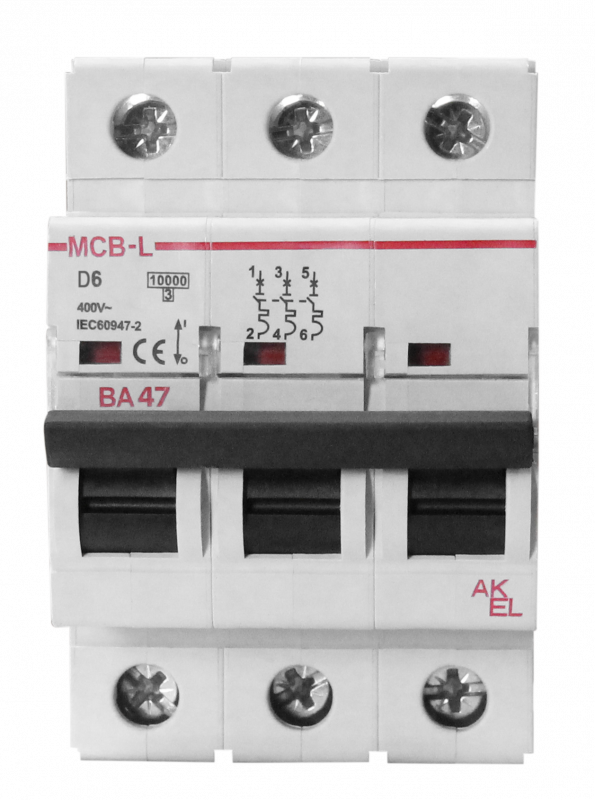 Выключатель автоматический ВА47-MCB-L-3P-D32-AC 3P/32A/D/10кА/230VAC/10кА/400VAC