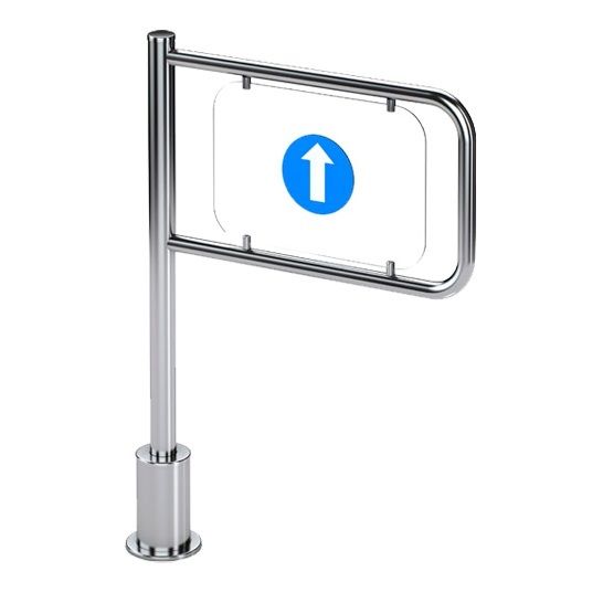 Калитка с электрической и магнитной разблокировкой из нержавеющей стали с заполнением (с табличкой проход запрещен, проход разрешен) Oxgard К-13.1 800 левая, ширина 925 мм, магнитный ключ в комплекте -2 шт.