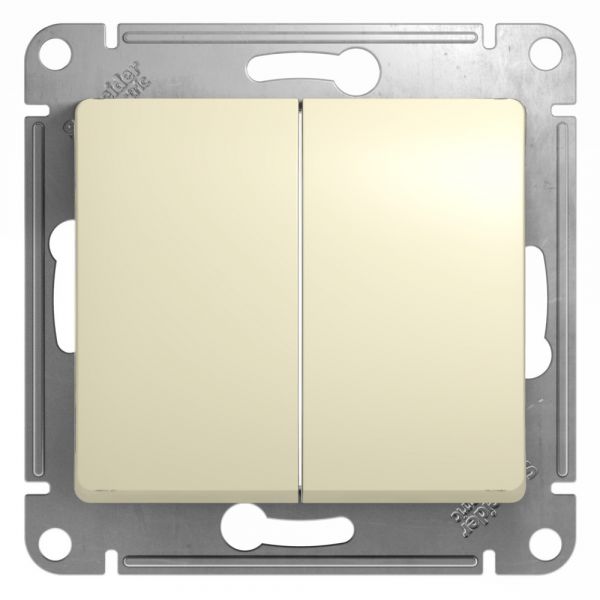 GLOSSA Переключатель двухклавишный в рамку бежевый сх.6