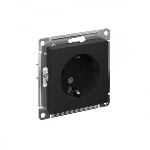 Розетка ATLASDESIGN с заземлением со шторками 16А механизм карбон