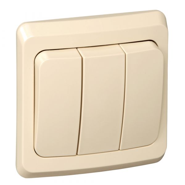 ЭТЮД Выключатель трехклавишный скрытый бежевый