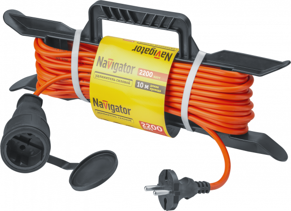 Удлинитель силовой NPE-F-10-X-2x1 на рамке б/з 10м ПВС 2х1 2200 Вт IP44