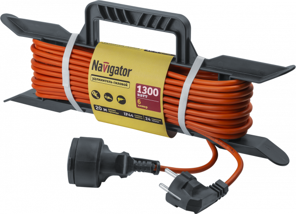 Удлинитель силовой NPE-F-20-E-3x0.75 на рамке c/з 20м ПВС 3х0,75 1300 Вт IP44