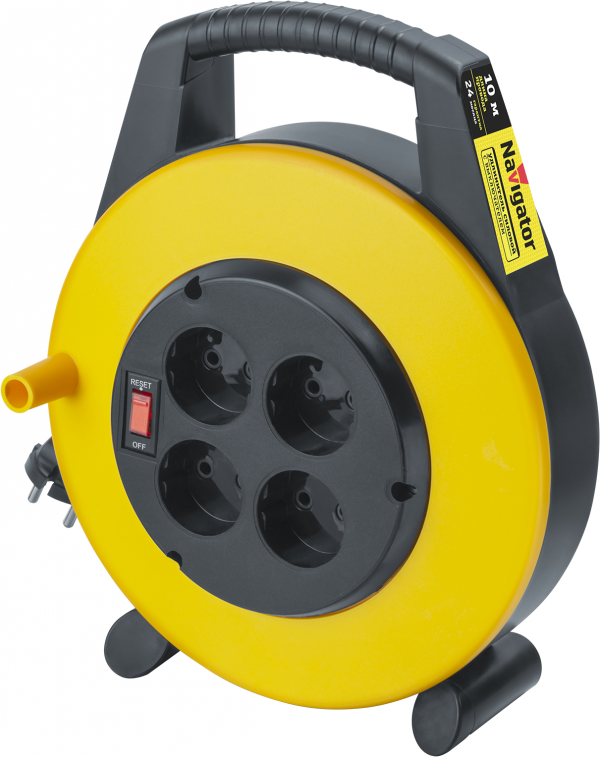 Удлинитель силовой NPE-RС-04-10-X-2x0.75 в закрытом корпусе с термовыключателем 4 гнезда б/з 10м ПВС 2х0,75 1300 Вт IP20