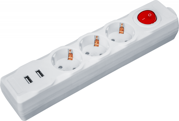 Удлинитель бытовой NPE-USB01-03-180-ESC-3X1 с выключателем 3 гнезда с/з 1,8м ПВС 3х1 2USB 2,1A