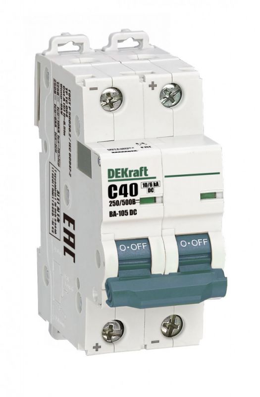Выключатель автоматический 2P C кривая 40A 500В DC ВА-105