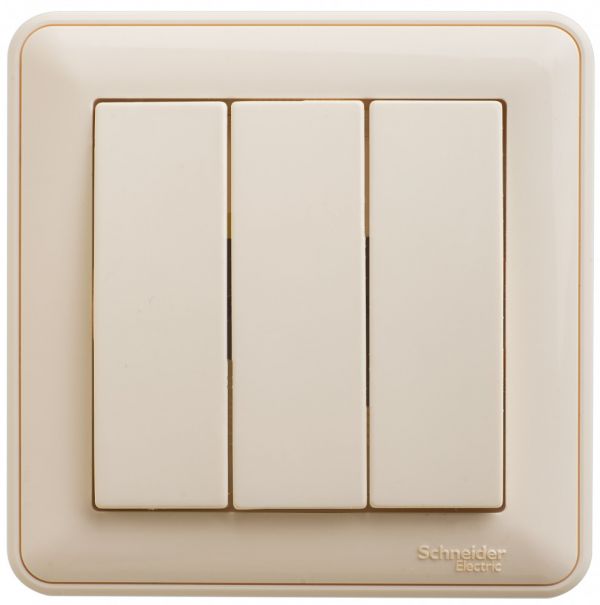 W59 Выключатель трехклавишный, 10АХ, в сборе, слоновая кость